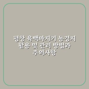 평창 육백마지기 농경지 활용 및 관리 방법과 주의사항