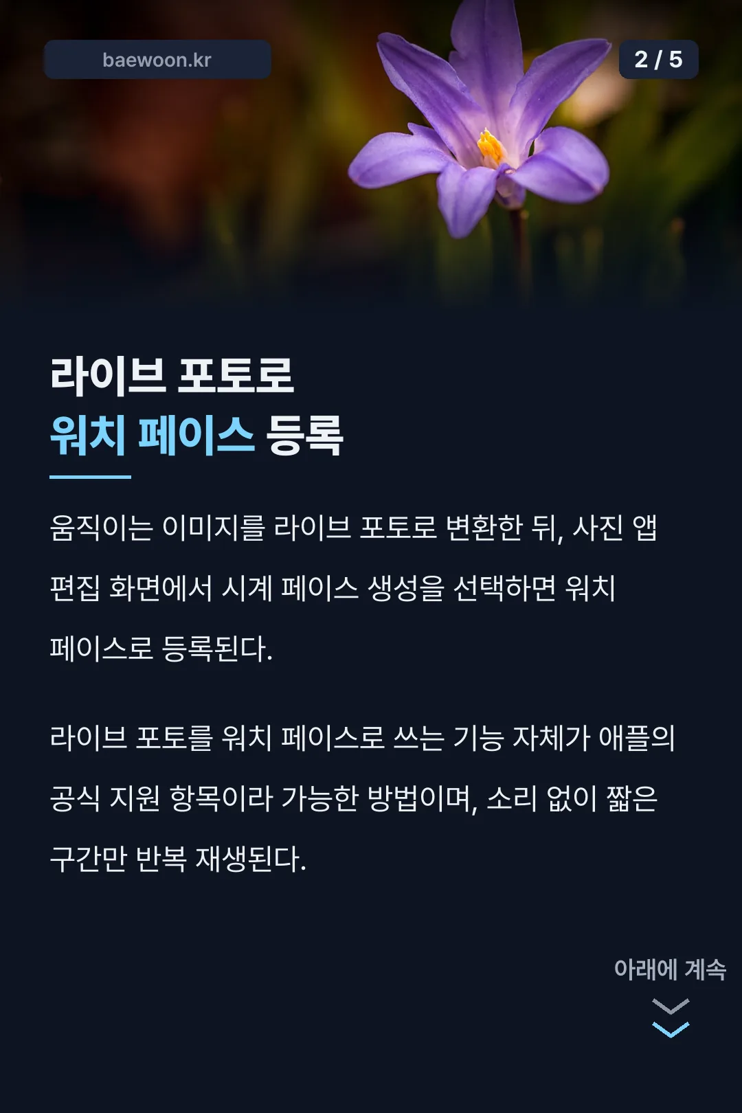 라이브 포토로 워치 페이스 등록